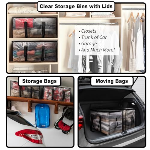 ClearSpace Oversized Moving Bags or Storage Bag – Large Moving Boxes with Backpack Straps, Zippers & Handles – Heavy-Duty Packing Bags for Moving, College Dorm, Christmas Decorations, 2 Pack - Image 2