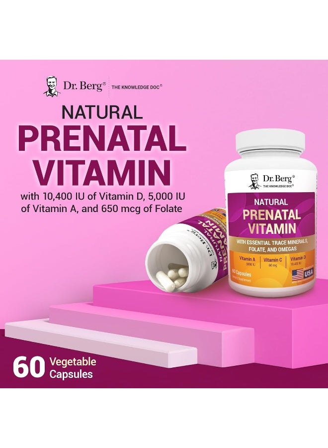 Dr. Berg Nutritionals Dr. Berg Natural Prenatal Vitamins for Women (Pregnant & Nursing) - Prenatal Vitamins with Folate, Vitamins, Minerals, Omegas, &11 Powerful Superfoods - Womens Prenatal Multivitamin - 60 Capsules - Image 5
