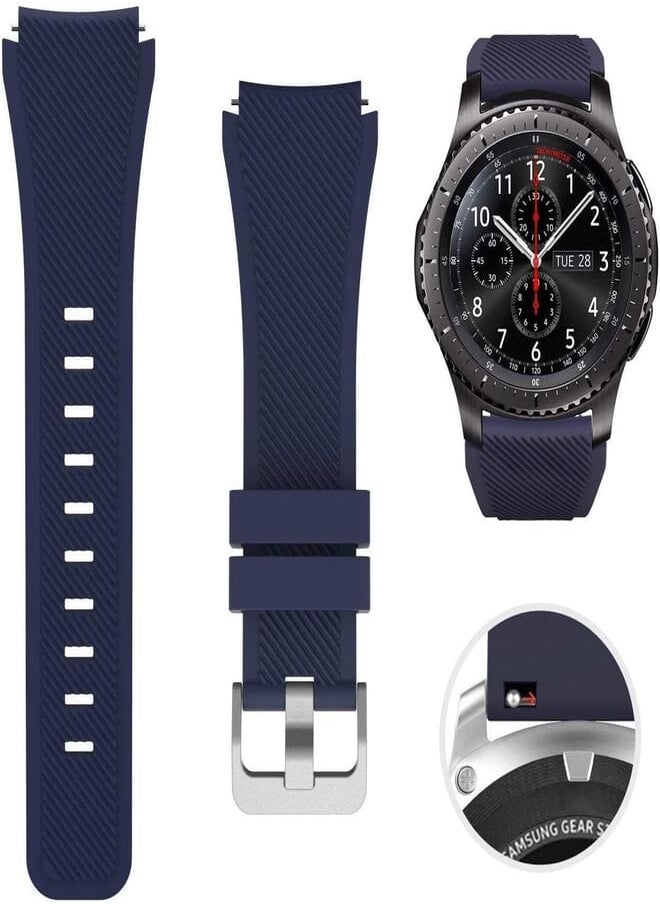 Next - Next Store Compatible with Samsung Gear S3 Frontier/S3 Classic Sport Silicone Band Strap Navy Blue for Men Women - Adult - Image 1