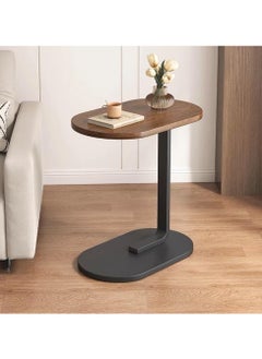 C Shaped End Table, Small Wooden Sofa Side Table with Stable Metal Frame for Home, Office, Balcony and Small Spaces, Outdoor ＆ Indoor Tea Table, Modern Simple Nightstand