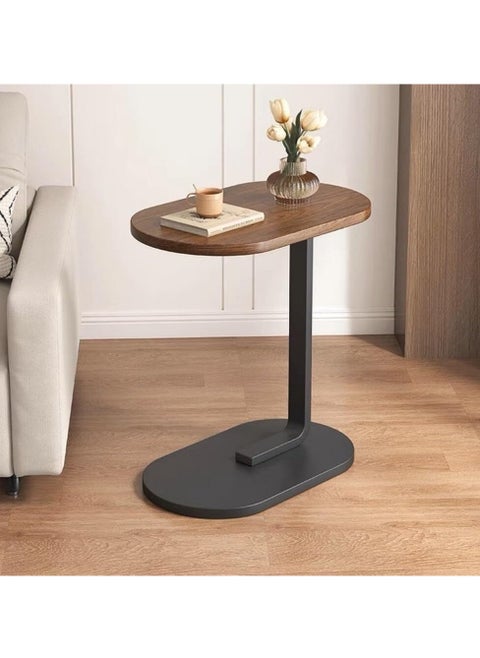 C Shaped End Table, Small Wooden Sofa Side Table with Stable Metal Frame for Home, Office, Balcony and Small Spaces, Outdoor ＆ Indoor Tea Table, Modern Simple Nightstand