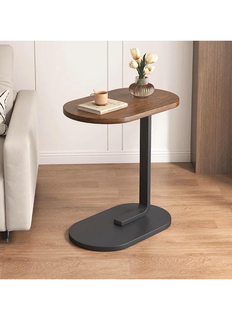 TRASSLE - C Shaped End Table, Small Wooden Sofa Side Table with Stable Metal Frame for Home, Office, Balcony and Small Spaces, Outdoor ＆ Indoor Tea Table, Modern Simple Nightstand - Image 1