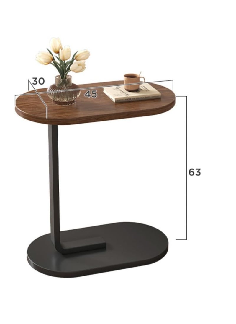 TRASSLE - C Shaped End Table, Small Wooden Sofa Side Table with Stable Metal Frame for Home, Office, Balcony and Small Spaces, Outdoor ＆ Indoor Tea Table, Modern Simple Nightstand - Image 1