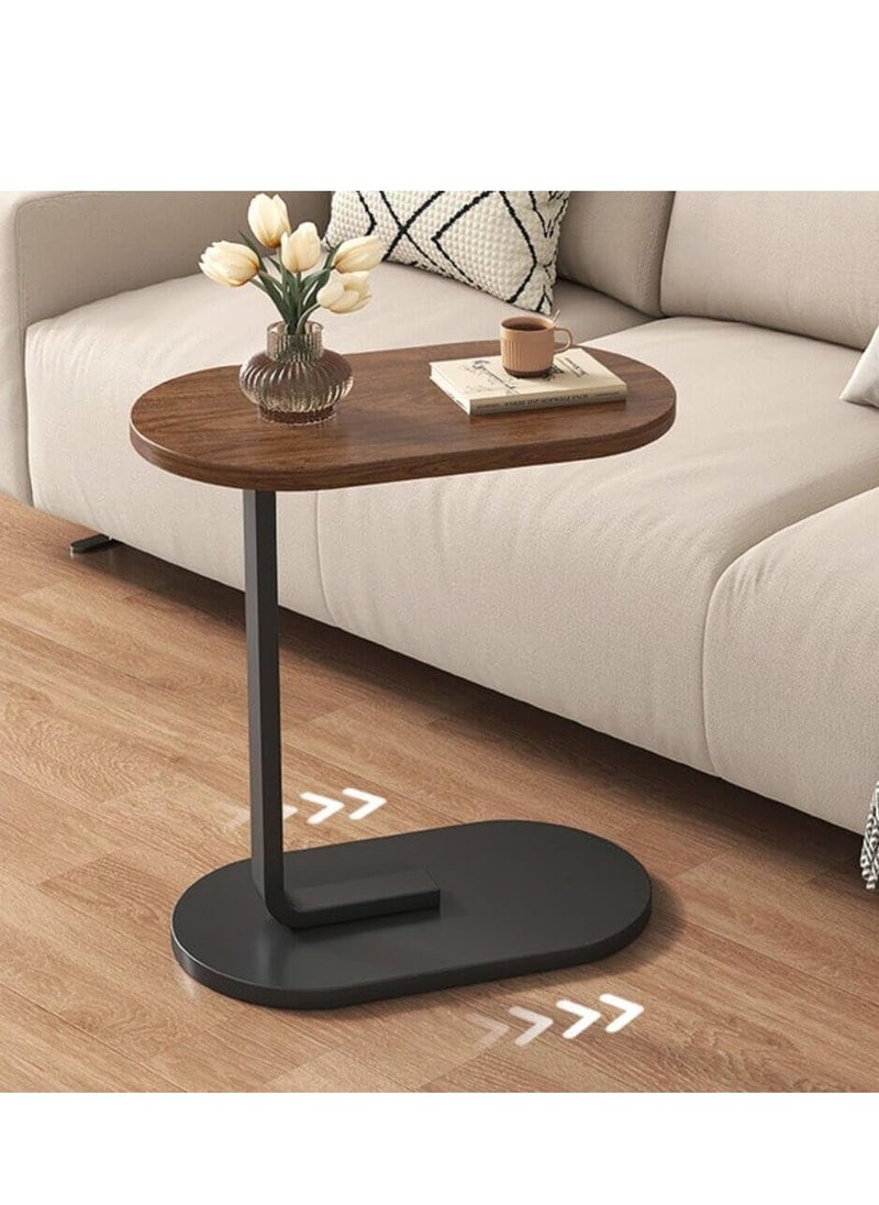 TRASSLE - C Shaped End Table, Small Wooden Sofa Side Table with Stable Metal Frame for Home, Office, Balcony and Small Spaces, Outdoor ＆ Indoor Tea Table, Modern Simple Nightstand - Image 1
