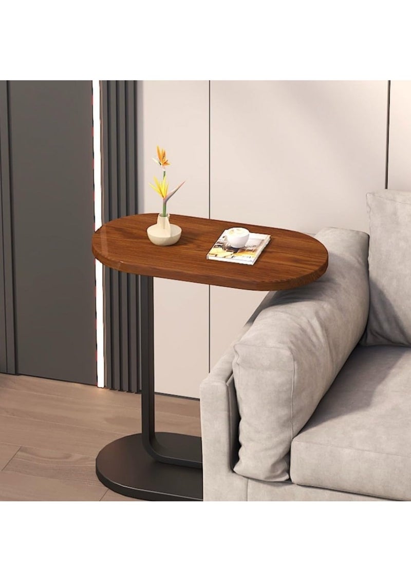 TRASSLE - C Shaped End Table, Small Wooden Sofa Side Table with Stable Metal Frame for Home, Office, Balcony and Small Spaces, Outdoor ＆ Indoor Tea Table, Modern Simple Nightstand - Image 1