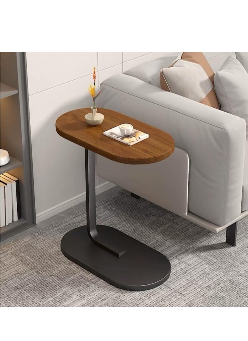 TRASSLE - C Shaped End Table, Small Wooden Sofa Side Table with Stable Metal Frame for Home, Office, Balcony and Small Spaces, Outdoor ＆ Indoor Tea Table, Modern Simple Nightstand - Image 1