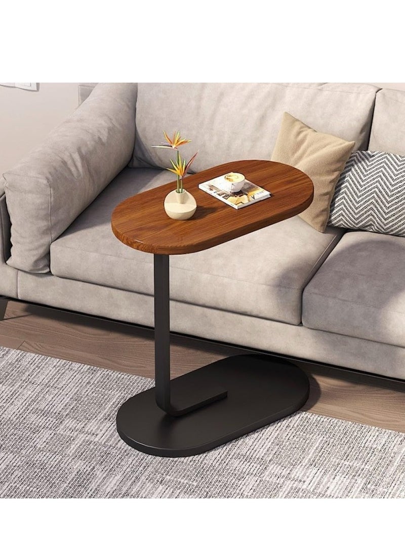 TRASSLE - C Shaped End Table, Small Wooden Sofa Side Table with Stable Metal Frame for Home, Office, Balcony and Small Spaces, Outdoor ＆ Indoor Tea Table, Modern Simple Nightstand - Image 1