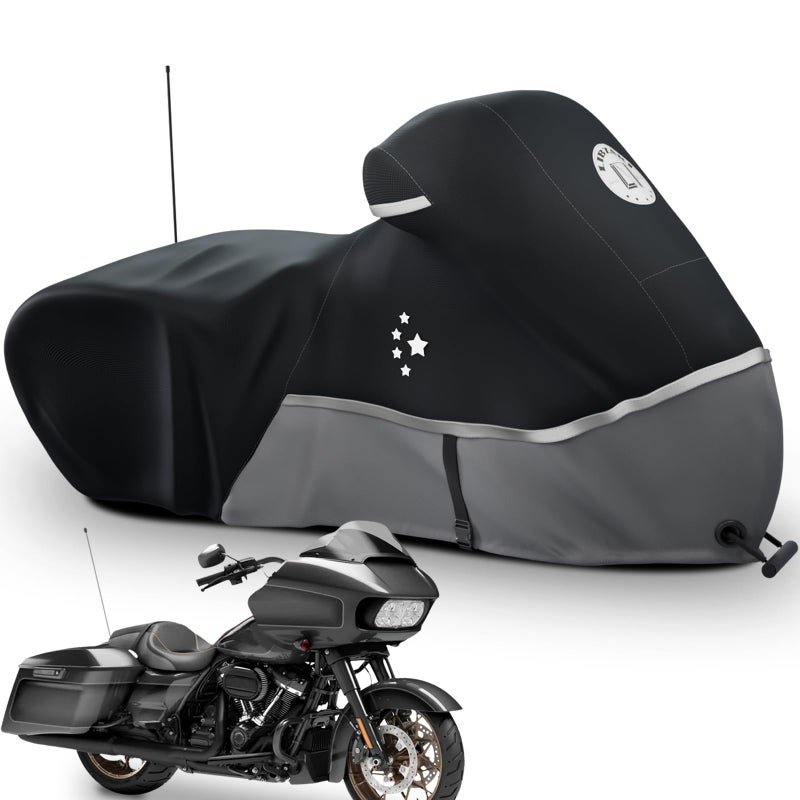 LI LIBZAKI Motorcycle Cover Storage for Touring Models Harley Davidson Road KingRoad GlideStreet Glide Electra GlideHeritage ClassicLow RiderSTand Most Motorcycles Gray