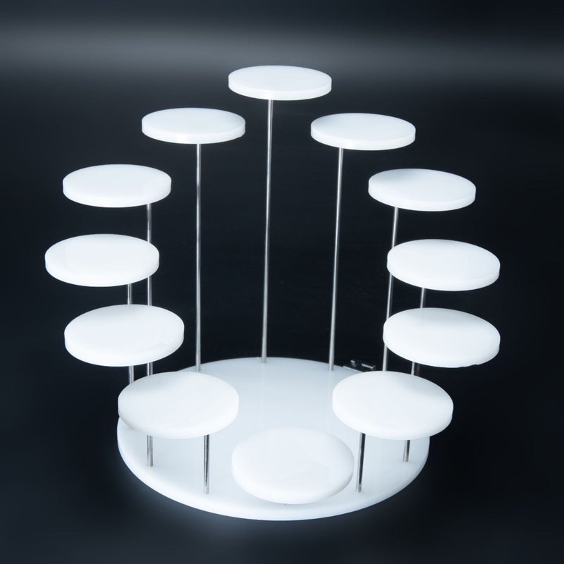 Acrylic Ring Display Stand Multi-Tier Jewelry Organizer 12 round white