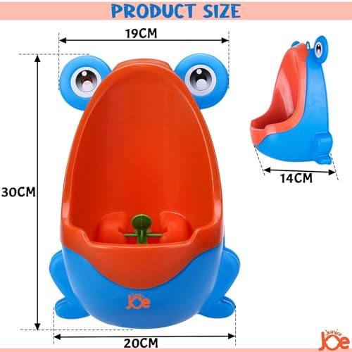 JUNIOR JOE Children's Urinal for Boy Standing Potty Training, Portable Wall Pee Trainer Urinal for Baby Boys Kids Toddler (Frog-RED Blue) - Image 2