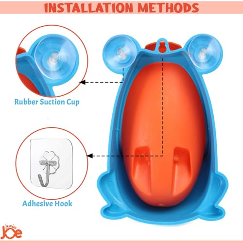 JUNIOR JOE Children's Urinal for Boy Standing Potty Training, Portable Wall Pee Trainer Urinal for Baby Boys Kids Toddler (Frog-RED Blue) - Image 5