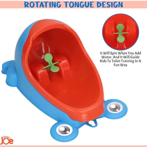 JUNIOR JOE Children's Urinal for Boy Standing Potty Training, Portable Wall Pee Trainer Urinal for Baby Boys Kids Toddler (Frog-RED Blue) - Image 4