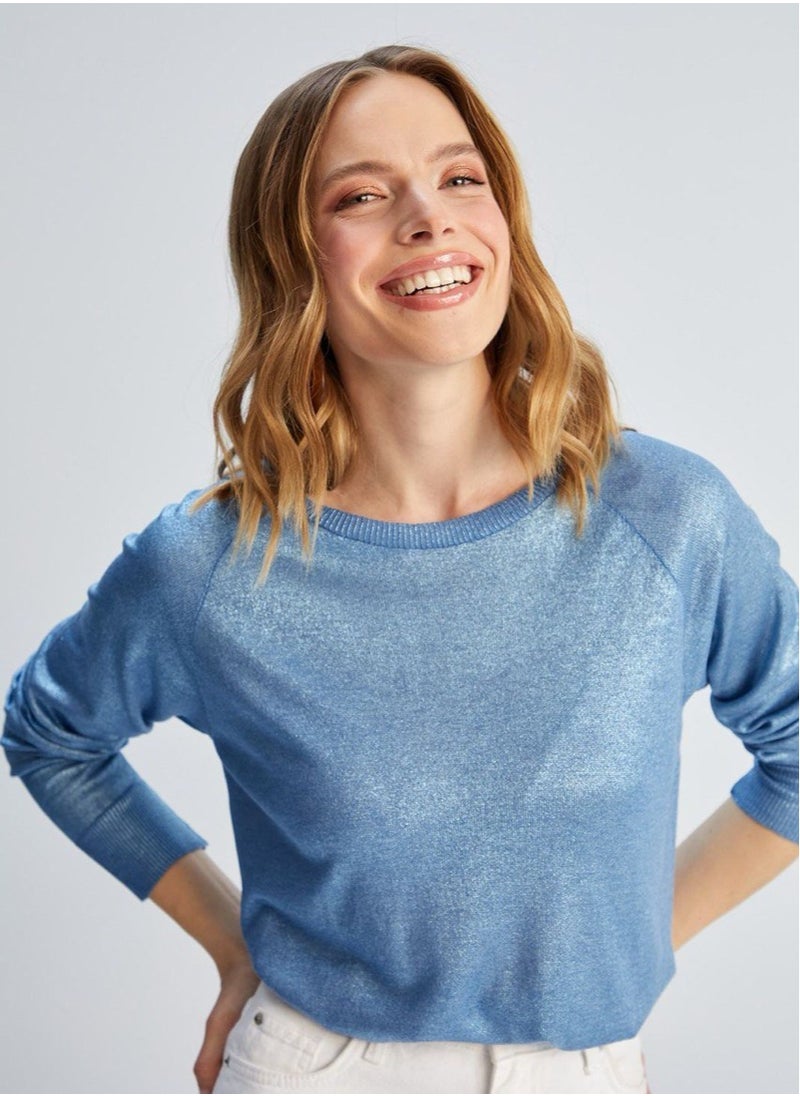 JOY Sequin oversize shirt - Blue  - Image 1