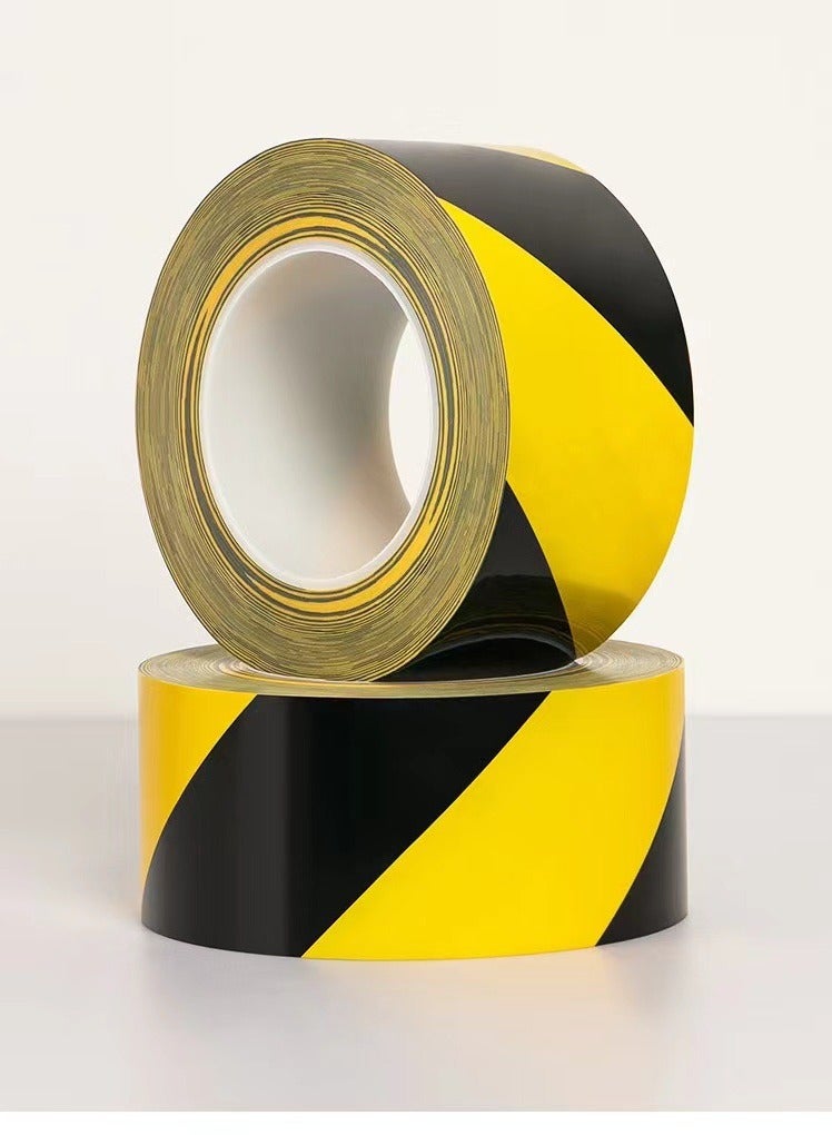 2 pieces of black and yellow warning safety striped tape, self-adhesive tape for marking floors/walls/pipes/equipment in special areas (33 meters) - Image 1