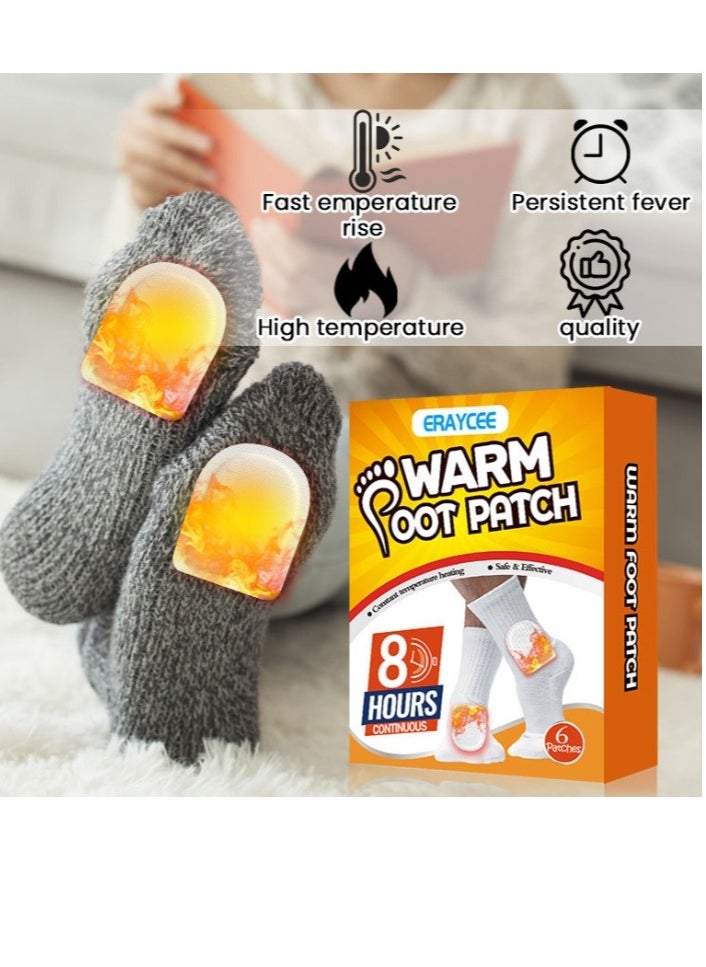 ERAYCEE Foot Warm Patch 6 PCS Safe And Adhesive Heat Patch  Feet Warmers For On-The-Go Warmth For Outdoor Activities Skiing Hiking Heating Patch Winter Body Warmer  - Image 3