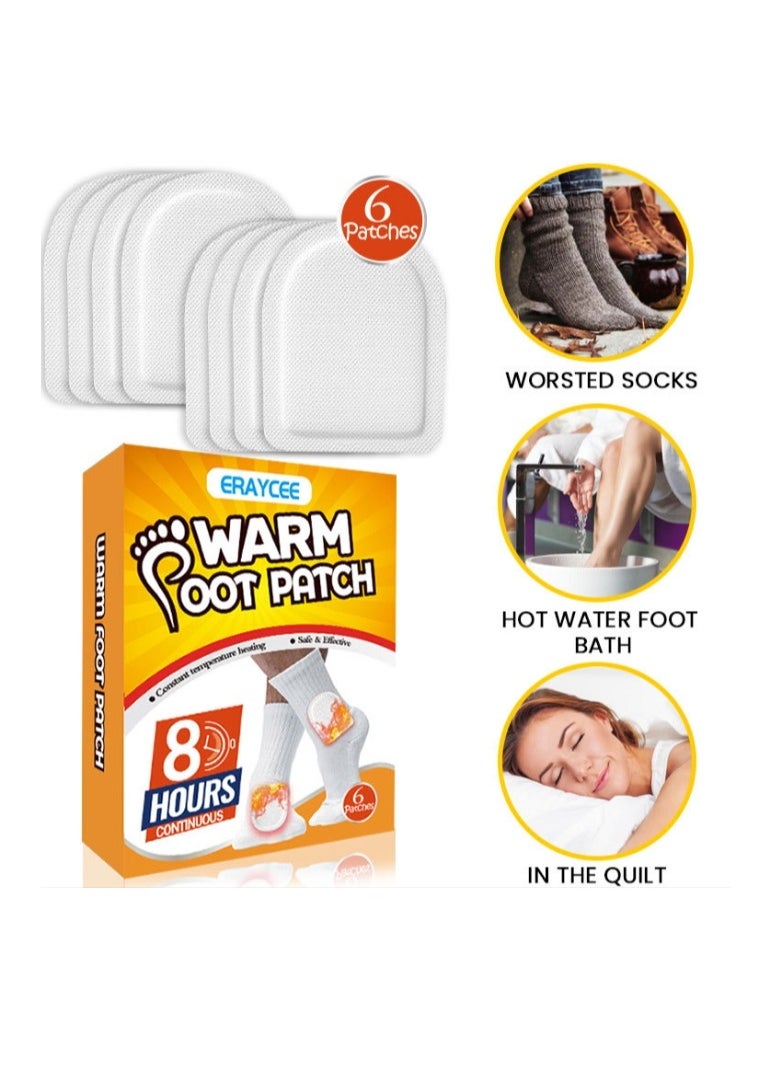 ERAYCEE Foot Warm Patch 6 PCS Safe And Adhesive Heat Patch  Feet Warmers For On-The-Go Warmth For Outdoor Activities Skiing Hiking Heating Patch Winter Body Warmer  - Image 4
