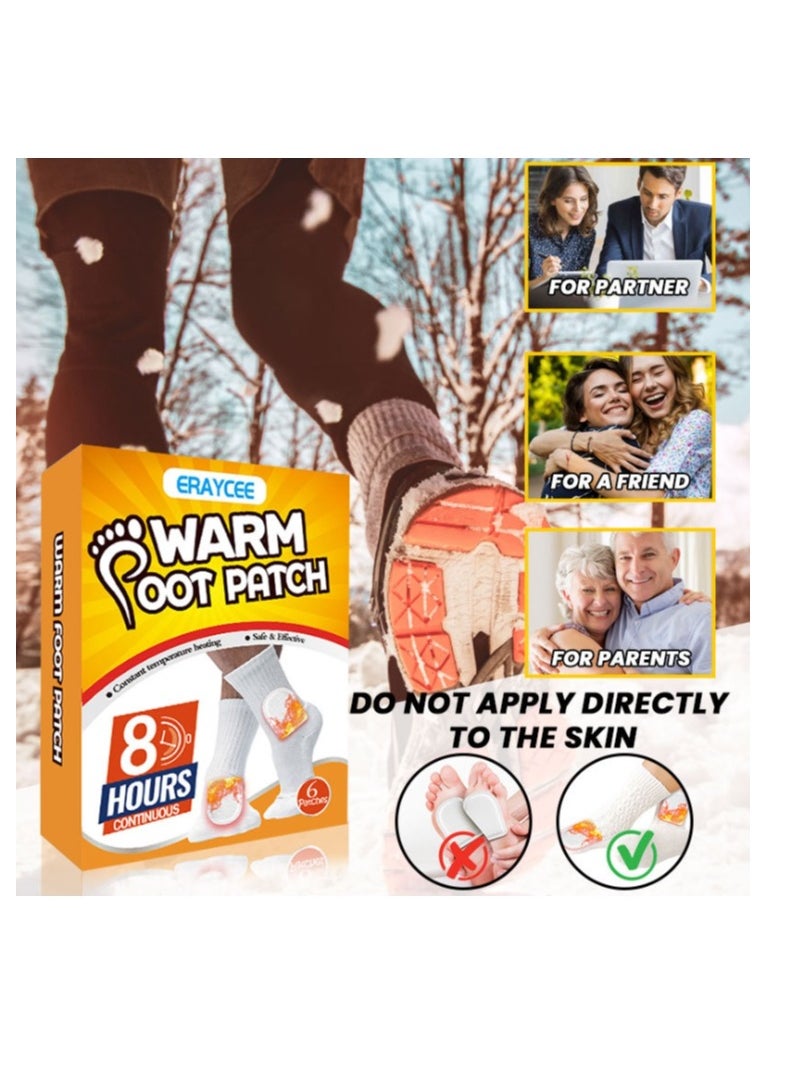 ERAYCEE Foot Warm Patch 6 PCS Safe And Adhesive Heat Patch  Feet Warmers For On-The-Go Warmth For Outdoor Activities Skiing Hiking Heating Patch Winter Body Warmer  - Image 5