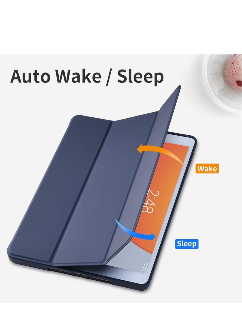 ELTRAZONE حافظة آيباد الجيل 9/8/7 (2021/2020/2019) - حافظة آيباد 10.2 بوصة مع حامل قلم، تصميم رفيع من TPU الناعم مع قاعدة مغناطيسية ذكية (أزرق بحري) - Image 4