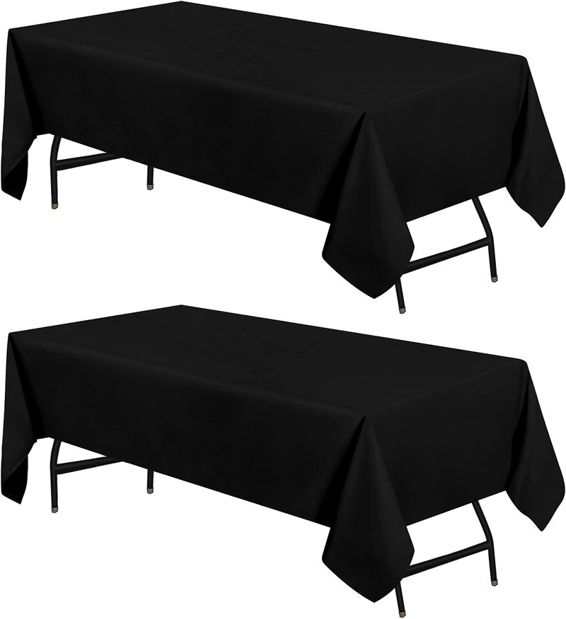 Utopia Kitchen Rectangle Table Cloth 2 Pack [60x102 Inches  Black] Tablecloth Machine Washable Fabric Polyester Table Cover for Dining  Buffet Parties  Picnic  Events  Weddings and Restaurants - Image 1