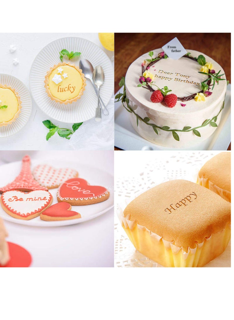Alphabet Cake Stamp Set Acrylic Stamping Blocks 5 Pieces Cake Brushes Embossed Alphabet Tool for DIY Baking - Image 2