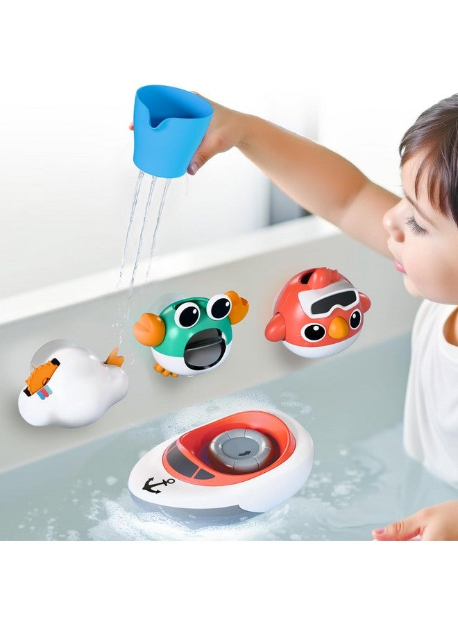 iPlay, iLearn Baby Bath Toy for Toddlers 1-3, Kids Bathtub Water Toy Set 6 8 9 12 Month W/ Shower Cup, Crab, Bird, Cloud & Wind Up Boat, Infant Fun Summer Pool Birthday Gift 2 3 4 Year Old Boys Girls - Image 4