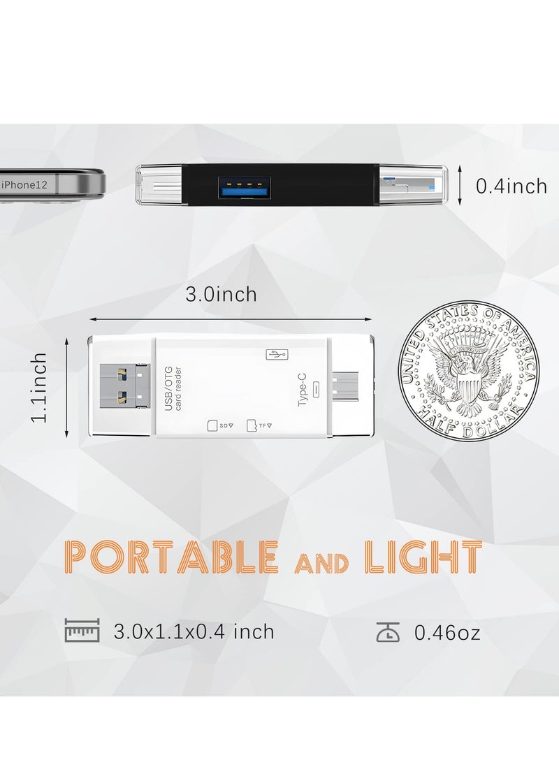 قارئ بطاقات SD، موصل مزدوج USB C، محول قارئ بطاقات ذاكرة USB 3.0، قارئ ذاكرة USB C/Micro/USB 6 في 1، كاميرا عرض