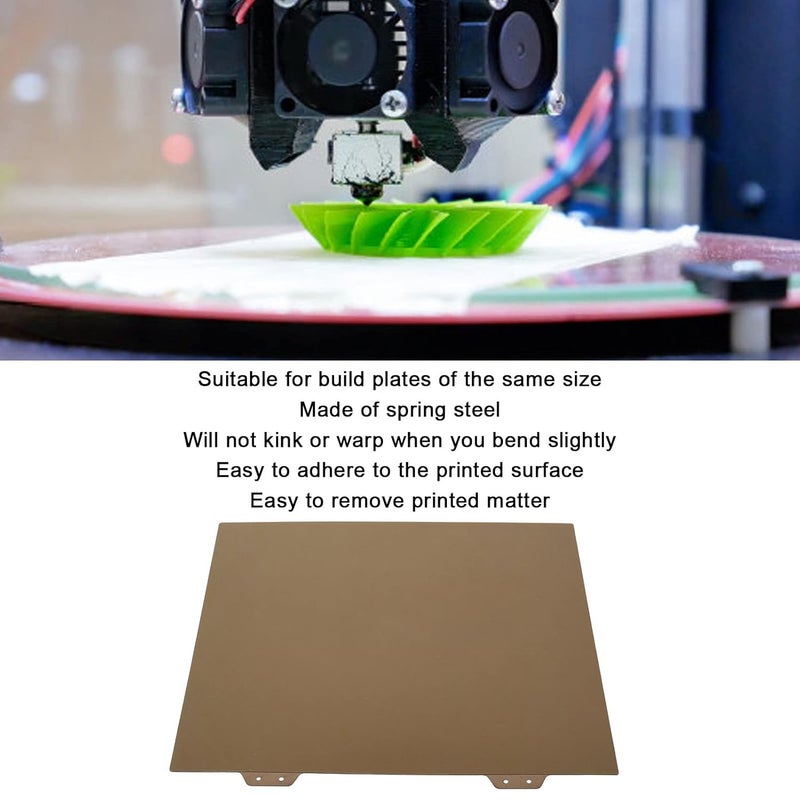 355 × 355 مم لوح بناء مرن من الفولاذ الزنبركي PEI بمسحوق ذهبي مزدوج الجوانب للطابعة ثلاثية الأبعاد - Image 4