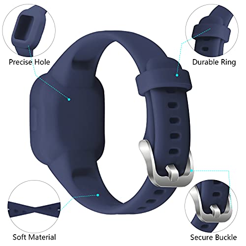Vanet 4 Pack Compatible with Garmin Vivofit Jr 3 Bands for Kids, Soft Silicone Sport Breathable Bands Adjustable Replacement for Girls Boys, Black/Navy/Lime/Teal Green - Image 4
