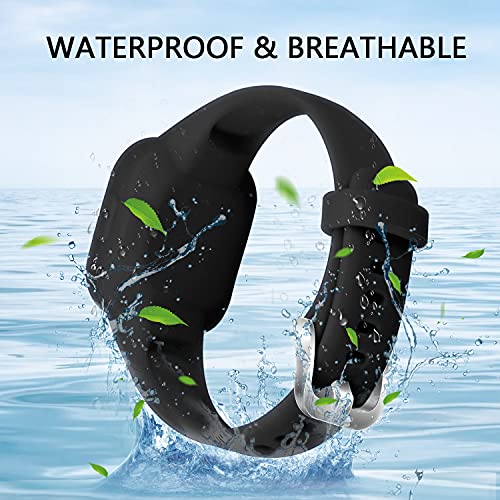 Vanet 4 Pack Compatible with Garmin Vivofit Jr 3 Bands for Kids, Soft Silicone Sport Breathable Bands Adjustable Replacement for Girls Boys, Black/Navy/Lime/Teal Green - Image 3