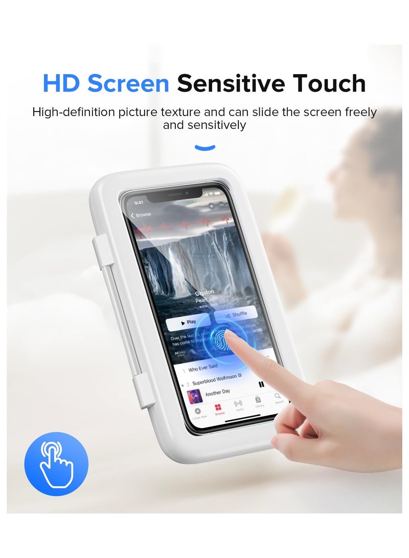 KASTWAVE Waterproof Shower Phone Holder, Shower Phone Case High Sensitivity Touch Screen Wall Mount, Adjustable Wall Phone Case for Bathroom Bathtub Kitchen, Compatible with 4.7"-6.8" Mobile Phones (White) - Image 3