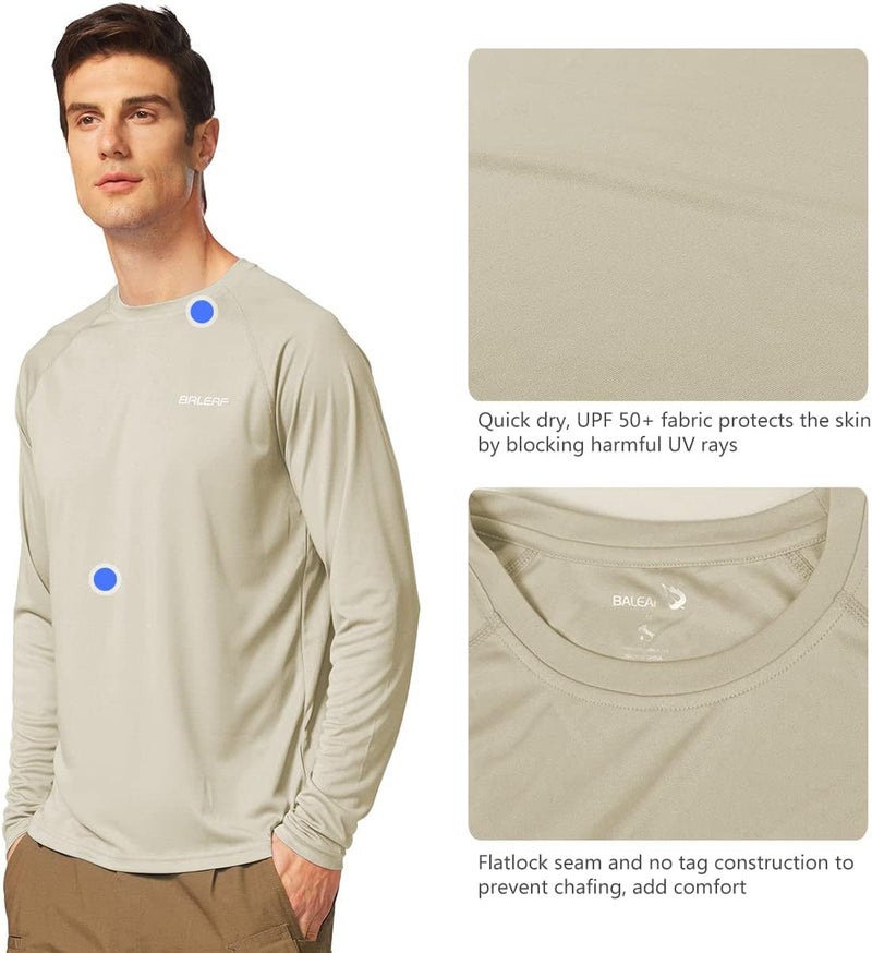 Baleaf Men's Sun Protection Shirts UV SPF UPF 50+ Long Sleeve Rash Guard Fishing Running Quick Dry Lightweight - Image 3