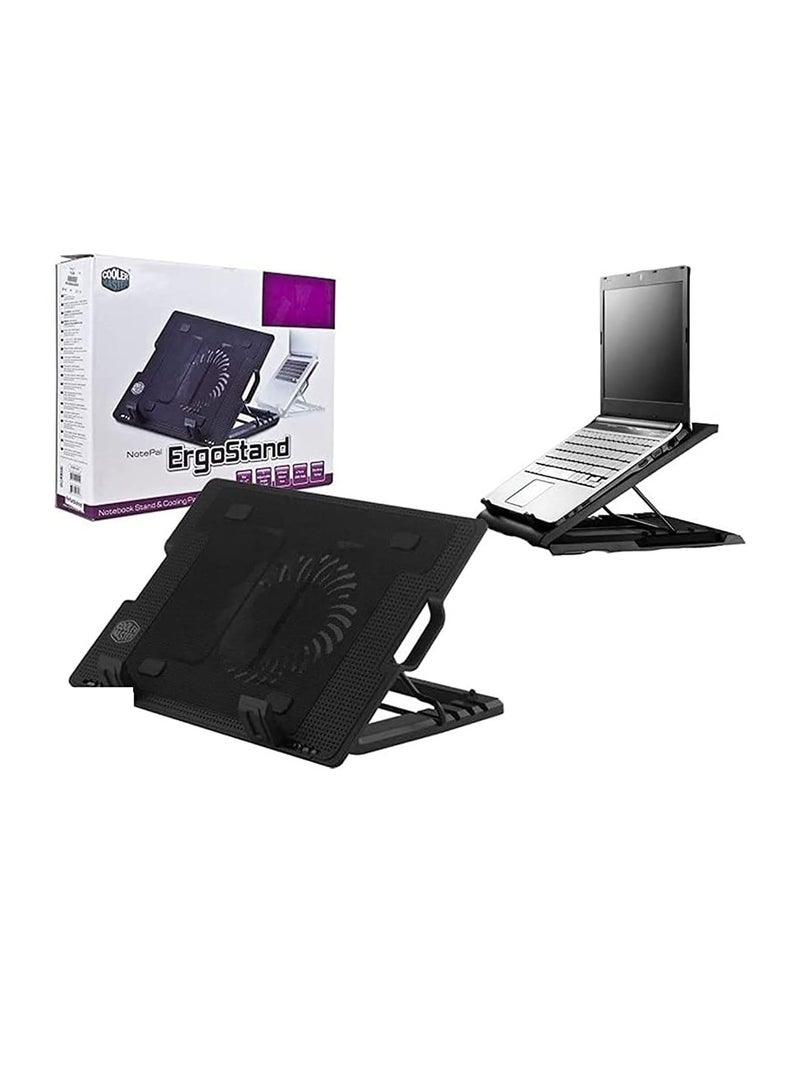 Laptop Cooling Pad With Noiseless Fan, Adjustable Tilt Laptop Stand, USB Powered With Blue LED, Cable Included, Upto 15.6 inches Laptop Size, (Black) - Image 3