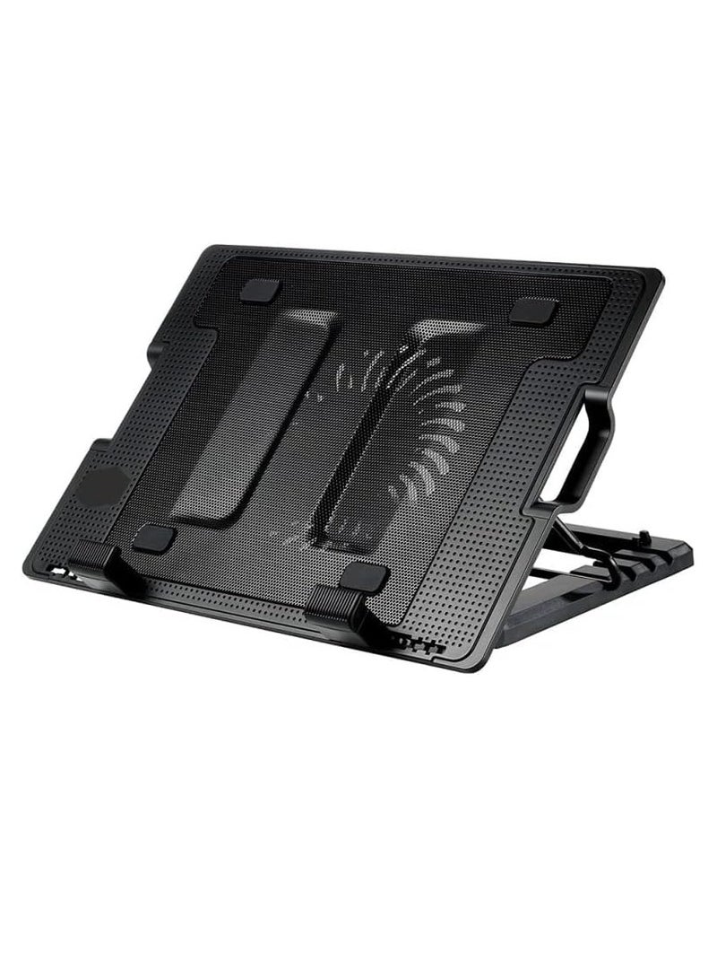 Laptop Cooling Pad With Noiseless Fan, Adjustable Tilt Laptop Stand, USB Powered With Blue LED, Cable Included, Upto 15.6 inches Laptop Size, (Black) - Image 2