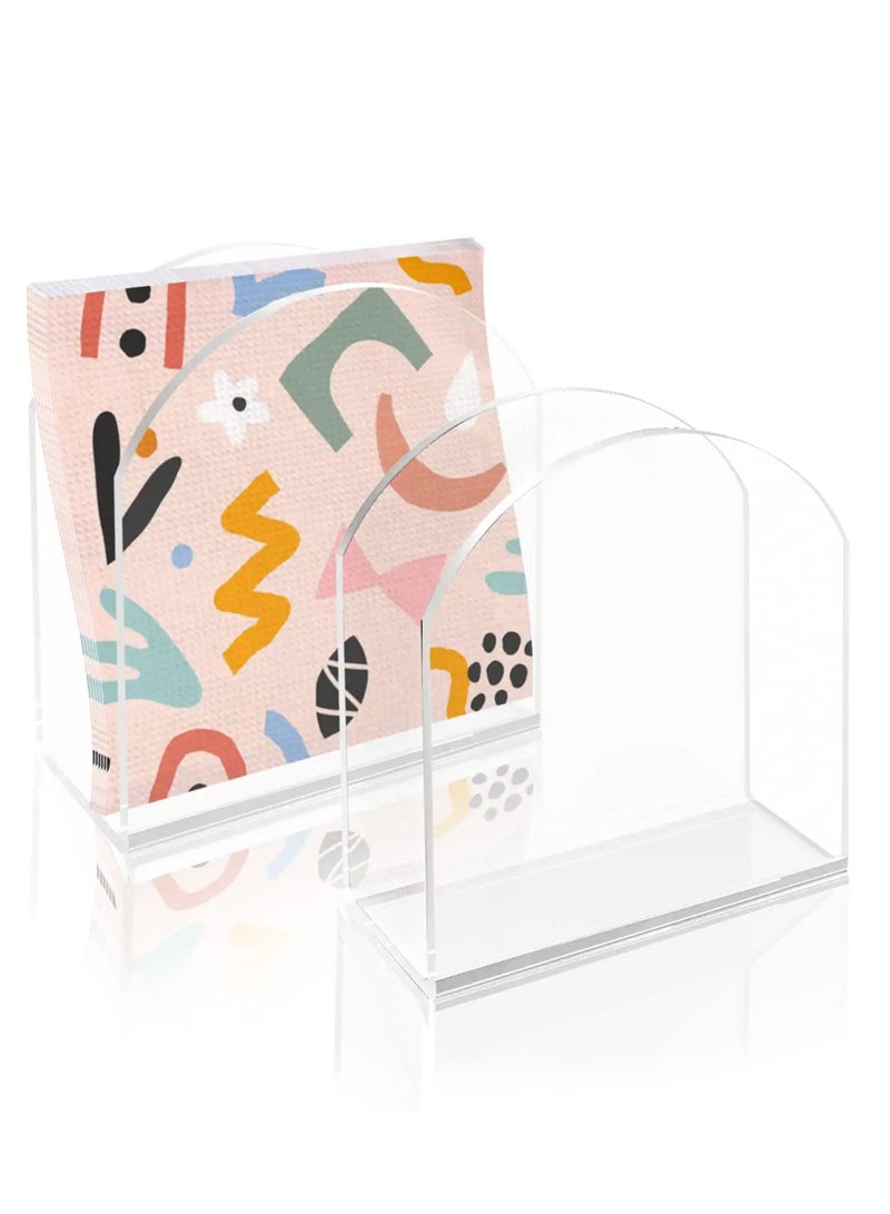 SYOSI 2Pcs Acrylic Napkin Holder for Table Clear Upright Paper Windproof U Shaped Kitchen Restaurant Home Decor Accessories  - Image 1