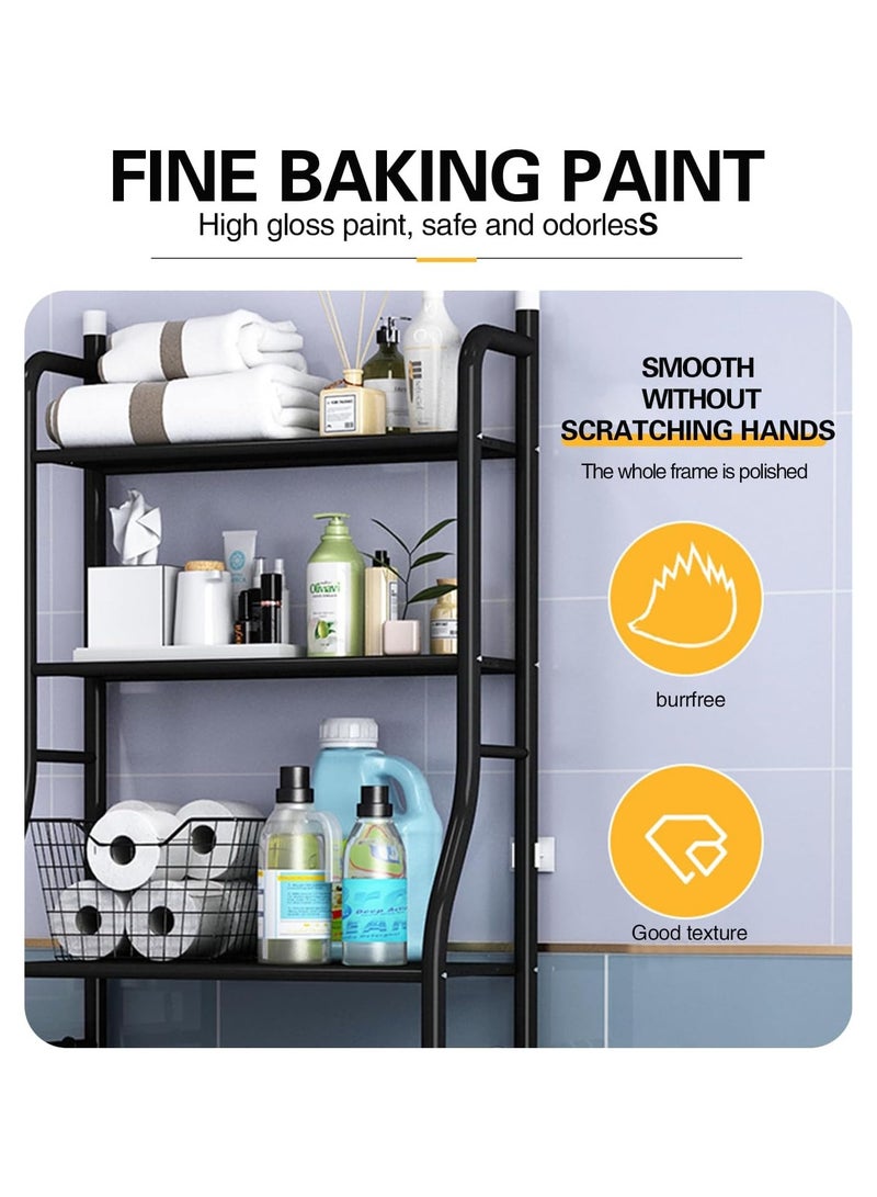 INFLUX Toilet Storage Rack, 3-tier Bathroom Storage Shelf, Bathroom Organizer Shelf Over Toilet, Easy To Assemble, No Drilling Toilet Organizer, Bathroom Space Saving Shelf - Image 4