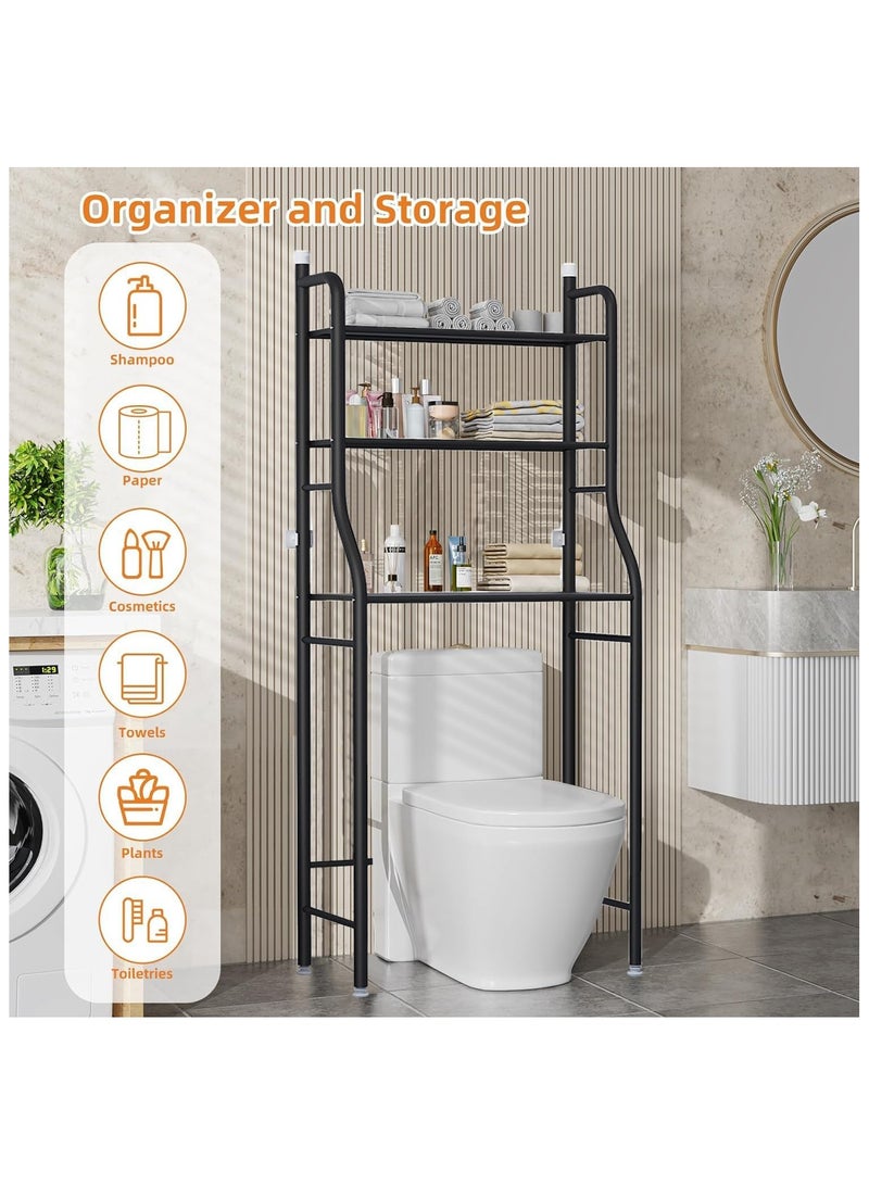INFLUX Toilet Storage Rack, 3-tier Bathroom Storage Shelf, Bathroom Organizer Shelf Over Toilet, Easy To Assemble, No Drilling Toilet Organizer, Bathroom Space Saving Shelf - Image 3