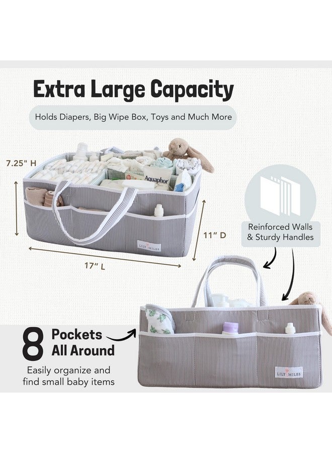 Lily Miles Lily Miles Baby Diaper Caddy - Organizer Tote for Infant Boy or Girl - Baby Shower Basket - Nursery Must Haves - Registry Favorites - Newborn Caddie Car Travel - Gray/Mint, Extra Large - Image 3