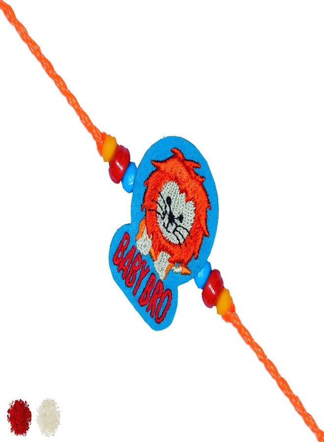 MASQ by Q-One Designer Rakhi Combo Set with Roli Chawal & Moli for Kids (Pack of 5) | Embroidered Handcrafted Raksha Bandhan Bracelet for Brother-Sister - Image 5