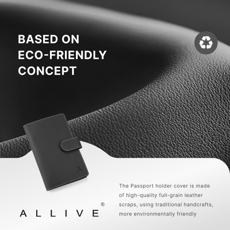 ALLIVE Passport Holder for Travel Family, Genuine Leather Passport Wallet with AirTag Slot, RFID Blocking Travel Document Organizer for Women & Men, Airport Essentials, Family Travel Gift (Black) - Image 3