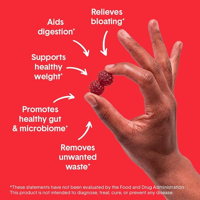 Bellway Super Fiber Gummies for Adults - Sugar Free Organic Fiber Supplement Gummies with 4g of Fiber per Serving - Prebiotic Chicory Root Fiber for Digestive Gut Health, Raspberry Lemon, 60 Count - Image 3