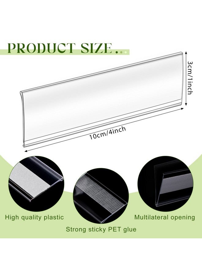 Cindeer 72 Pieces Shelf Tag Label Holders Adhesive Wire Self Label Holder Clear Plastic Shelf Tag Holders Price Tag Holder For Supermarket School Library Bookshelves Mailbox Storage Bins (4 X 1 Inch) - Image 3