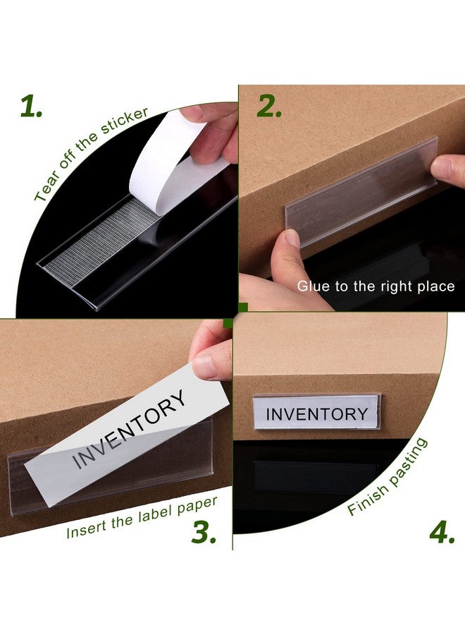 Cindeer 72 Pieces Shelf Tag Label Holders Adhesive Wire Self Label Holder Clear Plastic Shelf Tag Holders Price Tag Holder For Supermarket School Library Bookshelves Mailbox Storage Bins (4 X 1 Inch) - Image 5