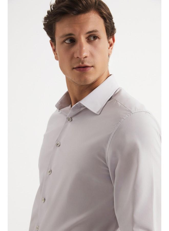 جون قميص رجالي بأكمام طويلة بقصة ضيقة - رمادي فاتح - حصري لشهر يونيو - Image 4