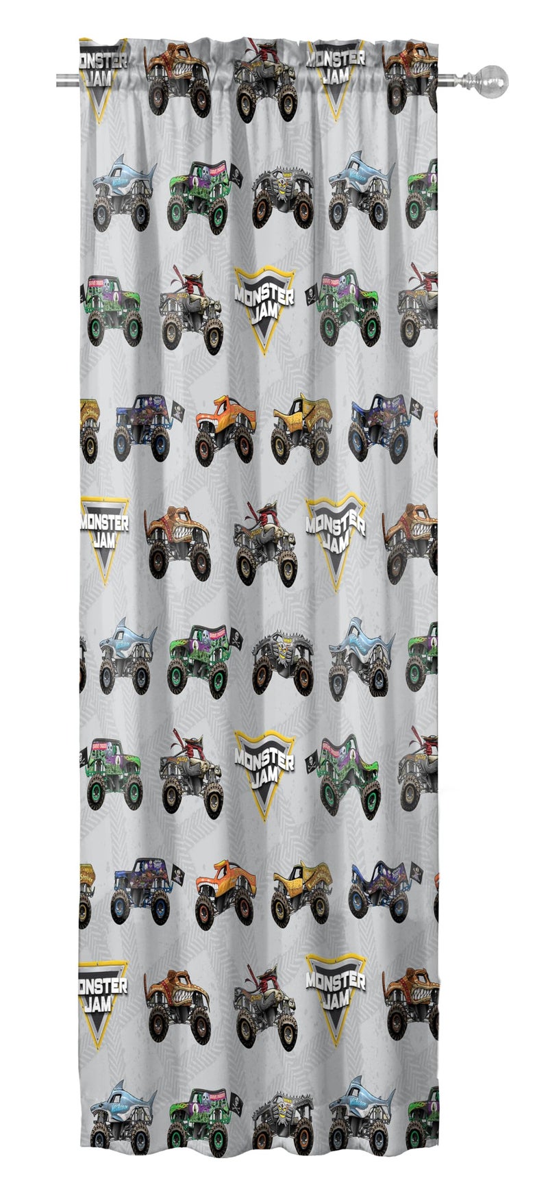 Jay Franco Window Curtains for Kids Bedroom 4-Piece Drape Set with 2 Tiebacks  Grey - Monster Jam  42"" W x 63"" L (Pack of 2) - Image 3