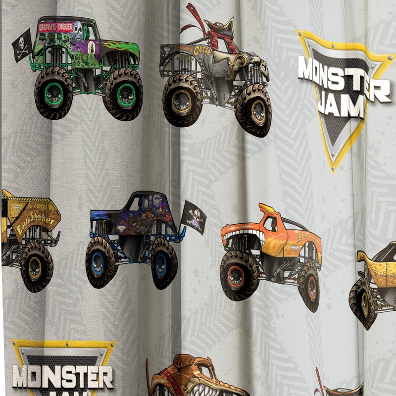 Jay Franco Window Curtains for Kids Bedroom 4-Piece Drape Set with 2 Tiebacks  Grey - Monster Jam  42"" W x 63"" L (Pack of 2) - Image 5