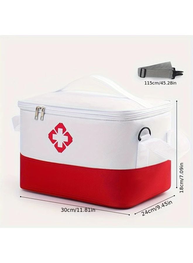 Red And White Portable Large Capacity First Aid Kit Bag Polyester Emergency Medical Organizer For Home Travel Outdoor - Image 1