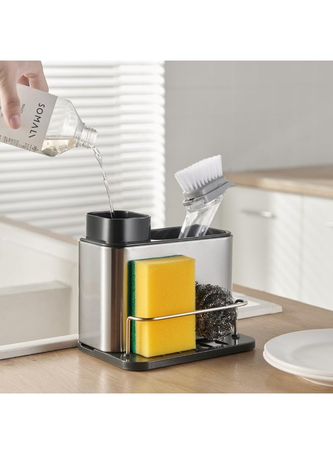 3-in-1 Stainless Steel Kitchen Sink Organizer with Soap Dispenser and Sponge Holder  - Image 3