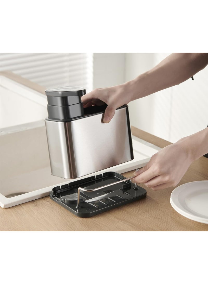 3-in-1 Stainless Steel Kitchen Sink Organizer with Soap Dispenser and Sponge Holder  - Image 4