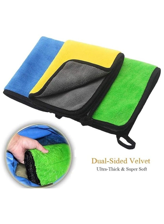 UREVO 3-Pack Extra Thick Microfiber Car Drying Towels – Super Absorbent, Lint-Free, Double-Sided Plush Towels for Car Detailing, Windows, Screens, & Kitchen Cleaning - Image 4