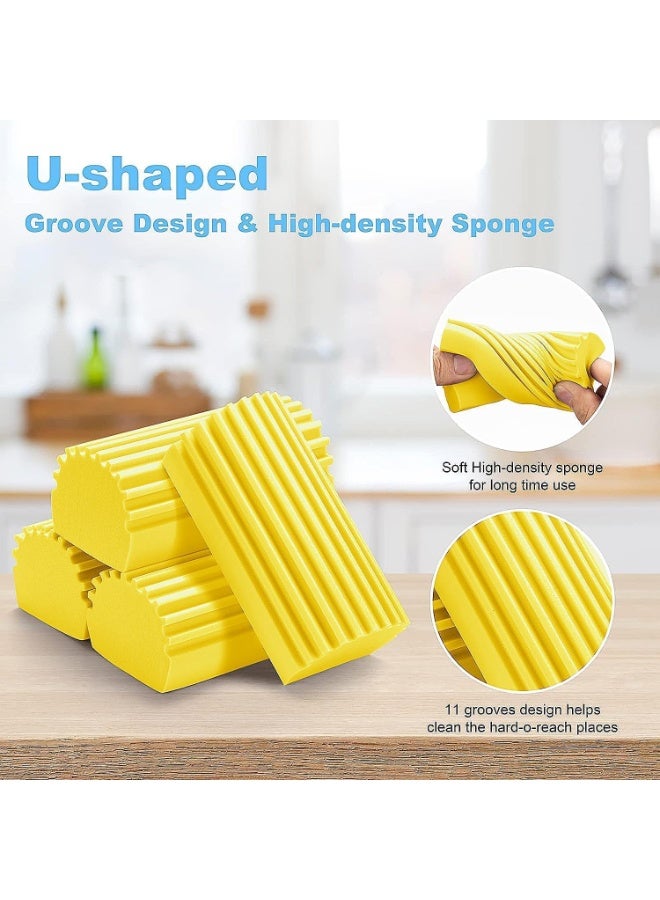 4 Pack Damp Clean Duster, Magic Sponge Eraser for Household Cleaning, Reusable Dusting Supplies for Dishes, Blinds, Glass, Baseboards u0026 Faucets - Image 4